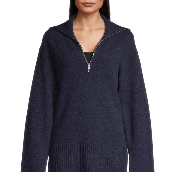 Modern Citizen Milly Quarter Zip Sweater Dress Navy XL - Picture 2 of 3